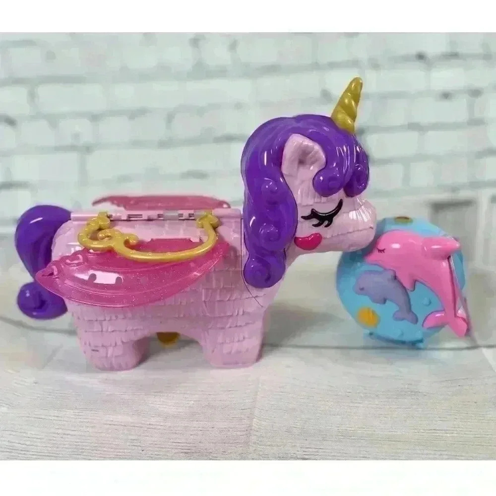 POLLY POCKET UNICORN SURPRISE‎ CARRIER Toy & DOLPHIN Compact TRAVEL PLAY sets